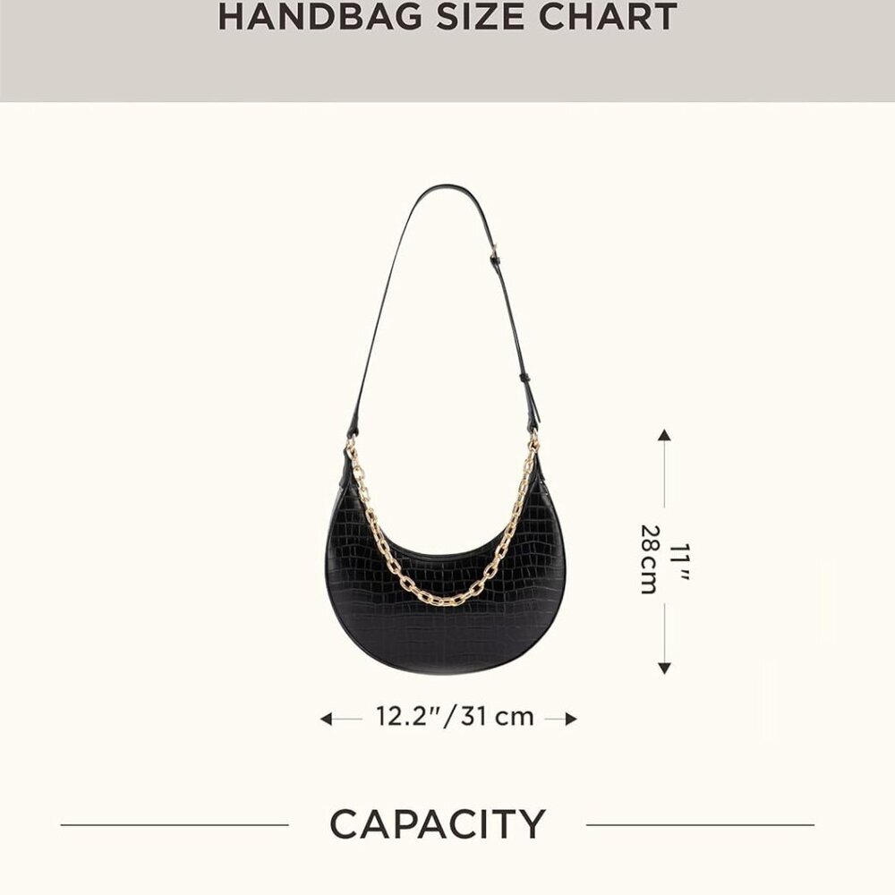 Crossbody Bag for Women - Leather Shoulder Handbag Saddle Underarm Purse with Ad - Picture 7 of 7